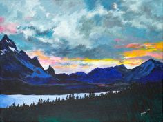 Mountain Sunrise- acrylic, 14x18, float frame $180